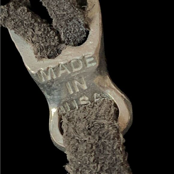 Vintage pewter pyramid and leather Made in USA heavy bracelet unisex adj 9” - Picture 5 of 8